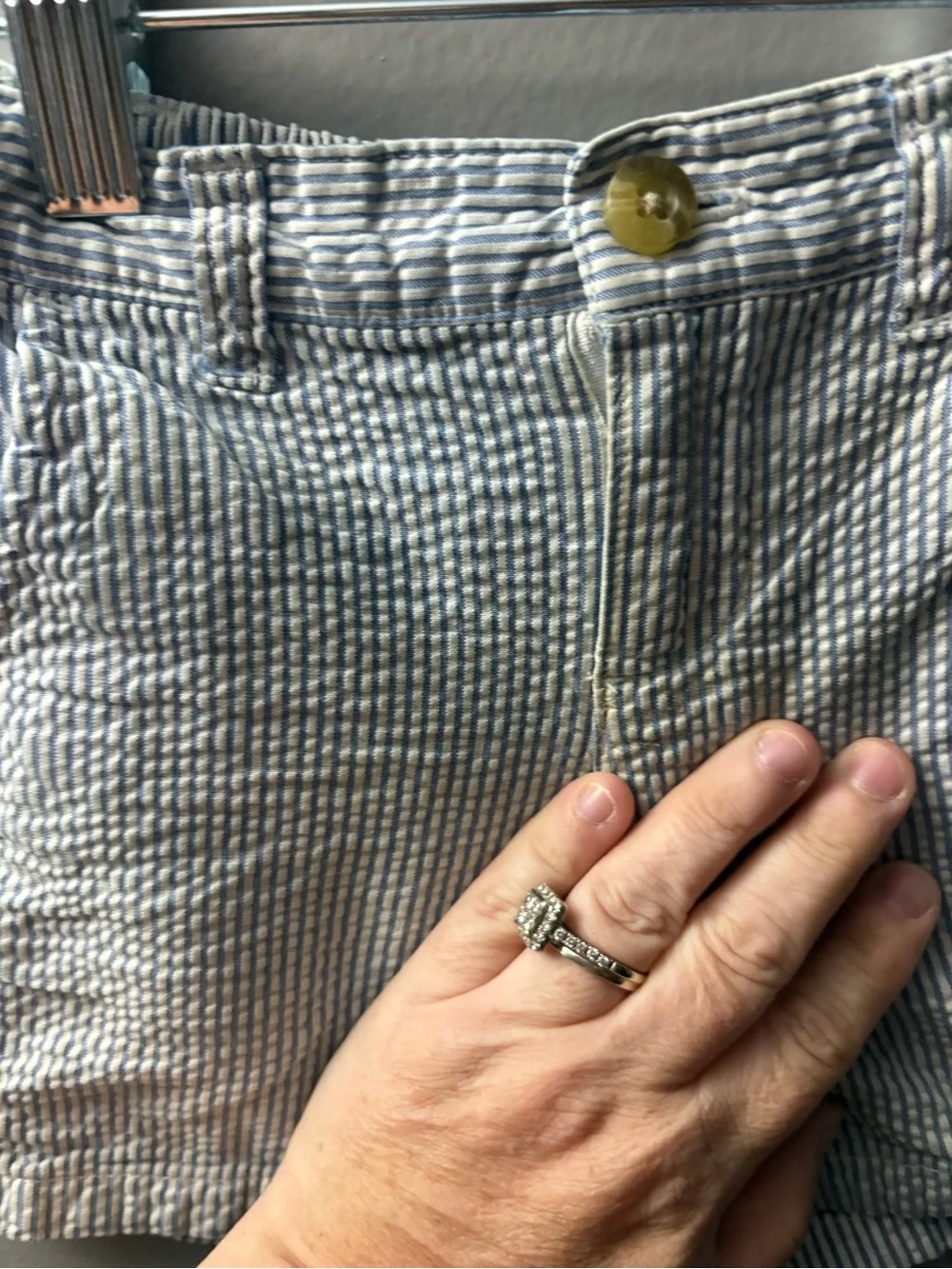 Janie and Jack Light Blue Seersucker Stripe Shorts